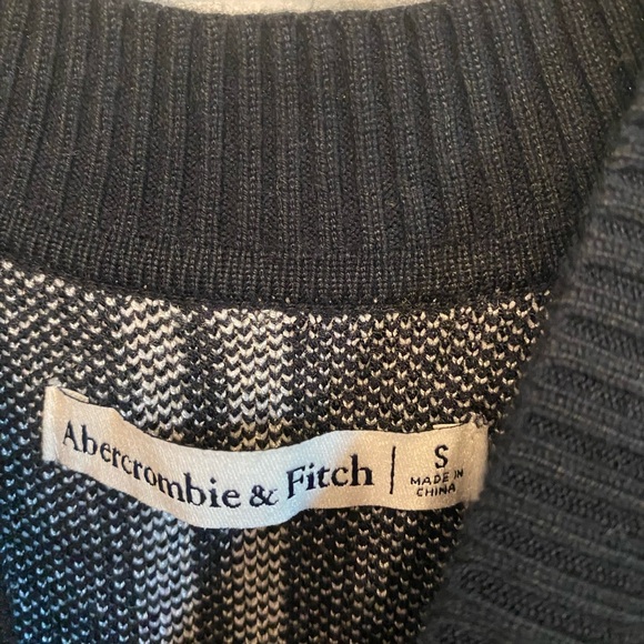 Abercrombie and Fitch Black White Plaid Knit Mock Neck Dress Size Small LONG - Picture 9 of 9